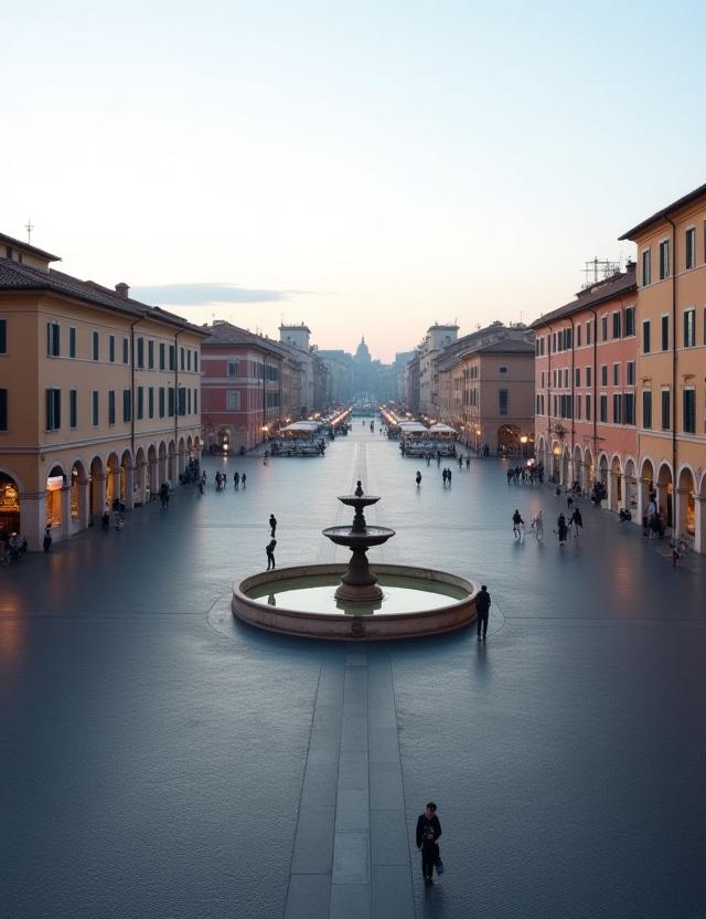 Piazza Navona deserta all'alba