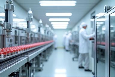 クリーンルーム内の製造ライン