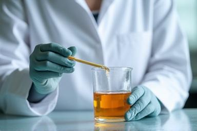 ビーカーで液体を混ぜる手